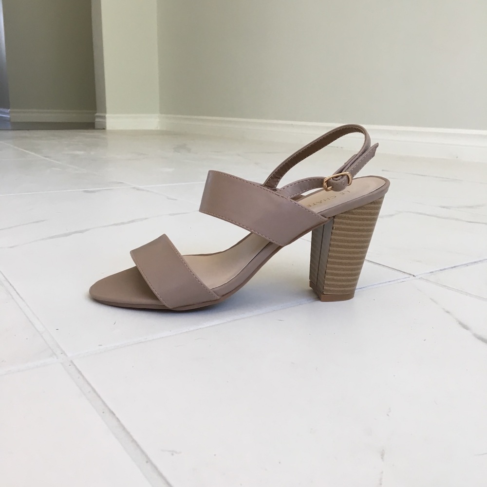 Tan block heel sandals - size 7